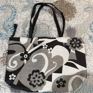Elegant Black and Gray Floral Tote Bag